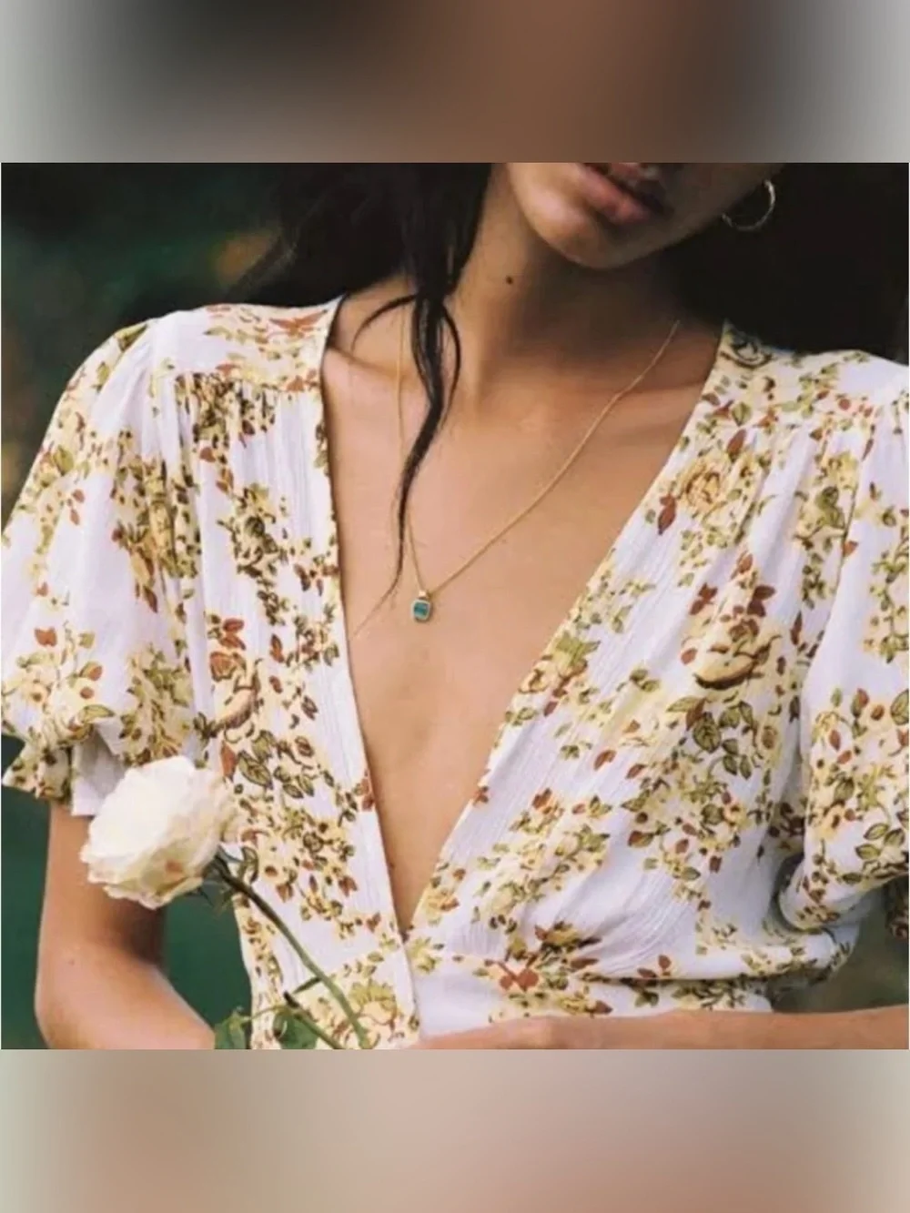 Faithfull the Brand Mali Wrap Top in Off White Goldie Floral Size XS